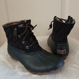 Sperry black Saltwater Quilted Duck Boots, size 8